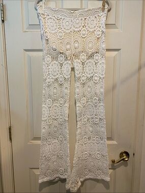 Nightcap White Crochet Flare Pants